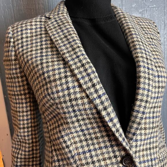 J. Crew Houndstooth Blazer Moon England Luxury Wool Suede Elbow Patches Preppy - Picture 3 of 8